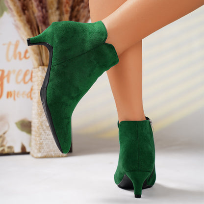 Buy Center Exclusive Offer-Suede Stiletto Heel Ankle Boots Pointed-toe Ankle Boots