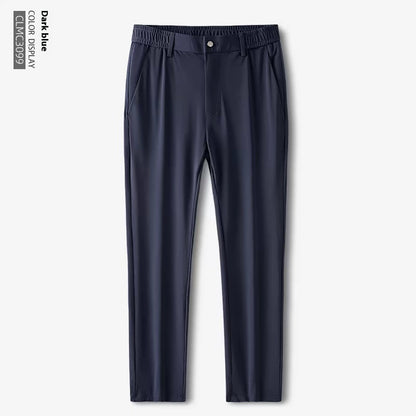 Just Arrived at Buy Center: Ice Silk Trousers Men's Thin Stretch Advanced Drooping Straight Loose Business Casual Pants