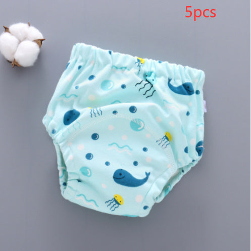 Hot New Items at Buy Center: Baby Training Pants Washable 6-layer Gauze Diaper Cover Underwater world 5PCS