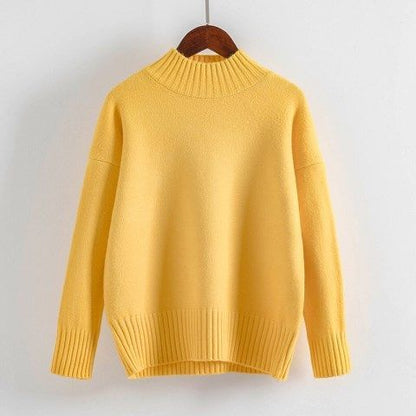 White Turtleneck Sweater Women's Pullover Yellow