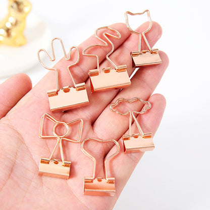 New at Buy Center: Creative Plating Gold Small Clip Office Style Long Tail Metal