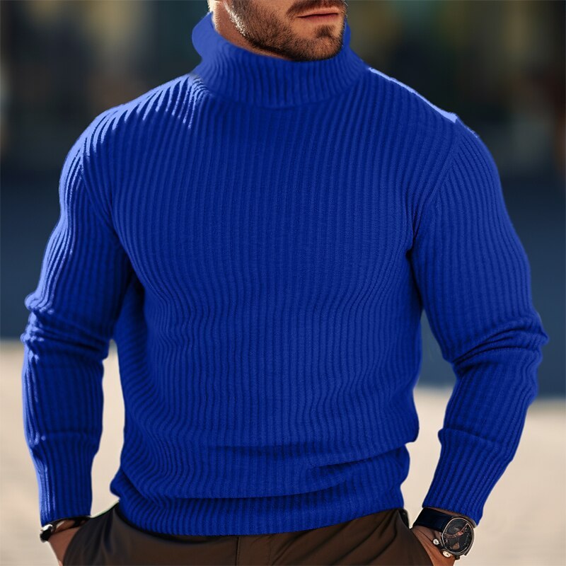 Autumn And Winter Turtleneck Solid Color Striped Sweater Men | Men's Clothing-Outerwear & Jackets-Men's | Buy Center