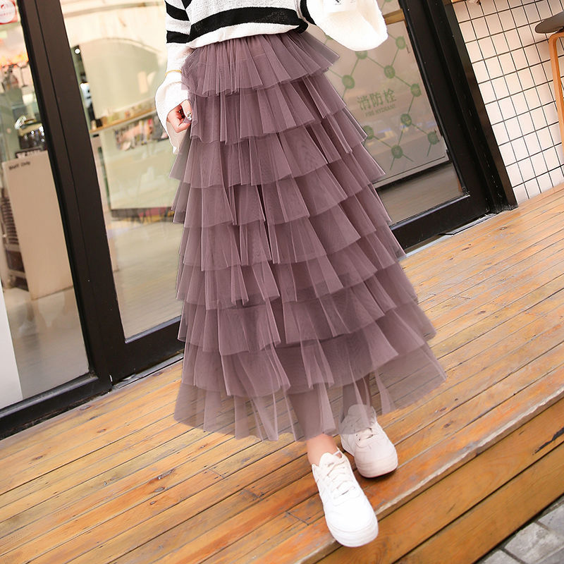 Buy Center Exclusive Offer-Women's Gauze Skirt New Mid-length Heavy Industry Net Yarn Skirt