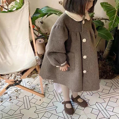 Fresh Arrivals at Buy Center: Doll Collar Mid-length Girls' Woolen Winter Winter New Coat