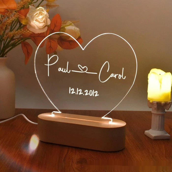 Trending Now at Buy Center: Custom Night Light As Valentines Day Anniversary Romantic For Bedroom Night Lamp Couple For Him Names And Date Engagement Gift