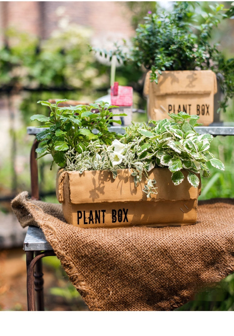 Just Arrived at Buy Center: Cement Brown Paper Box Flowerpot Creative Planting Indoor Balcony