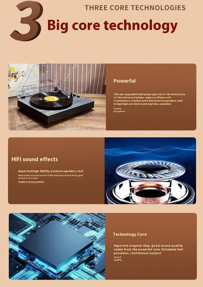 Fresh Arrivals at Buy Center: Vinyl Record Player Retro Bluetooth Audio Integrated Old-fashioned Phonograph Disc Piezoelectric Pickup