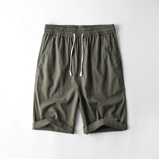 Men's Casual Loose Straight Linen Pirate Shorts Army Green