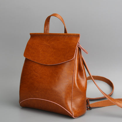 Newly Released at Buy Center: Versatile Cowhide Women's Multifunctional Leather Backpack Brown