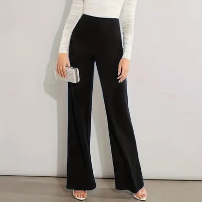 High Waist Slimming Casual Solid Color Straight-leg Trousers Four Seasons Stretch | Women's Clothing-Bottoms-Wide Leg Pants | Buy Center