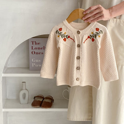 Fresh Arrivals at Buy Center: Children's Embroidered Long Sleeve Knitted Coat Newborn Cardigan