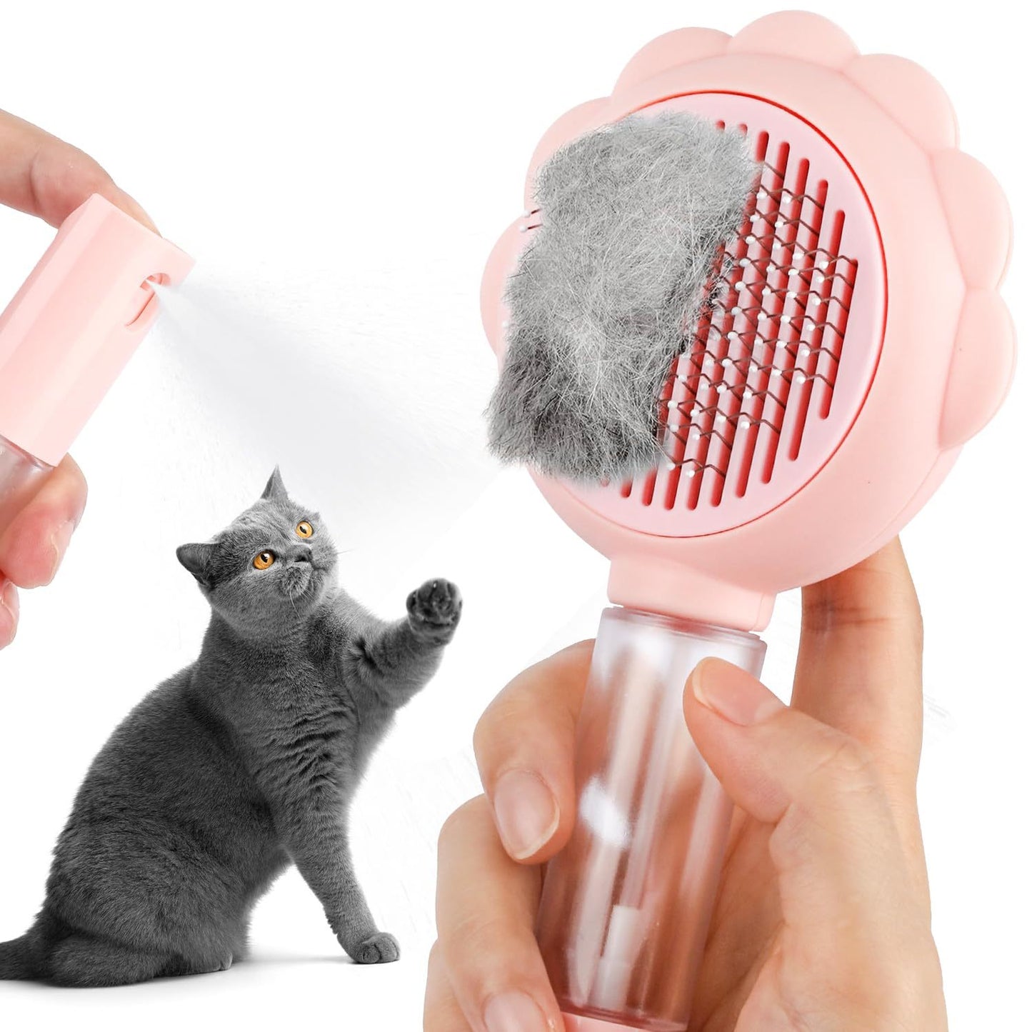 New Spray Cat Brushes For Indoor Cats With Release Button Cat Brush For Shedding Massage Grooming Self Cleaning Slicker Brush For Dogs Cats Pet Brush Comb For Long Short Hair Cats Remove Loose Fur Pink