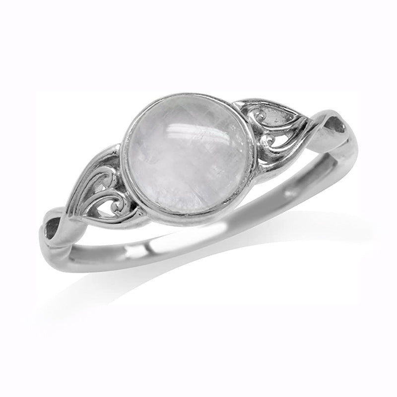 Buy Center Ultimate-Fashion Geometry Pattern Creative Moonstone Ring Silver cat's eye stone