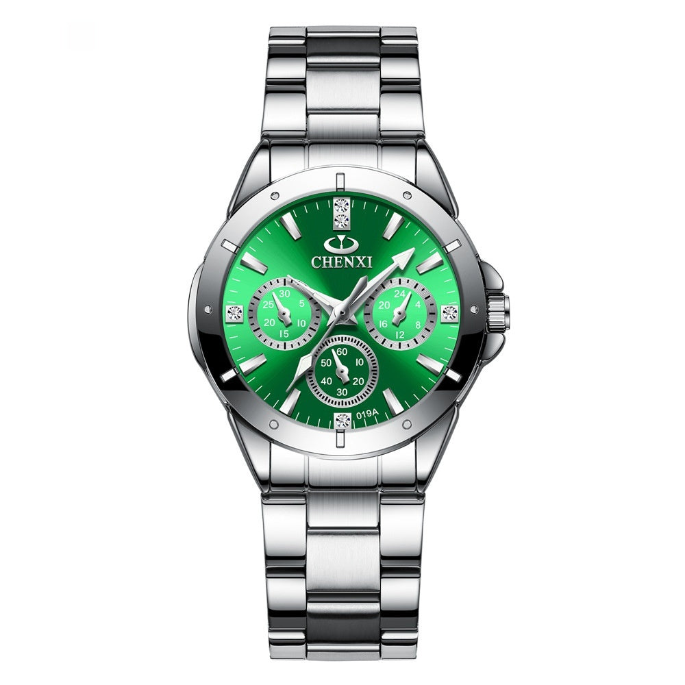 Buy Center Exclusive Offer-Waterproof Couple Quartz Watch Silver Women's Green