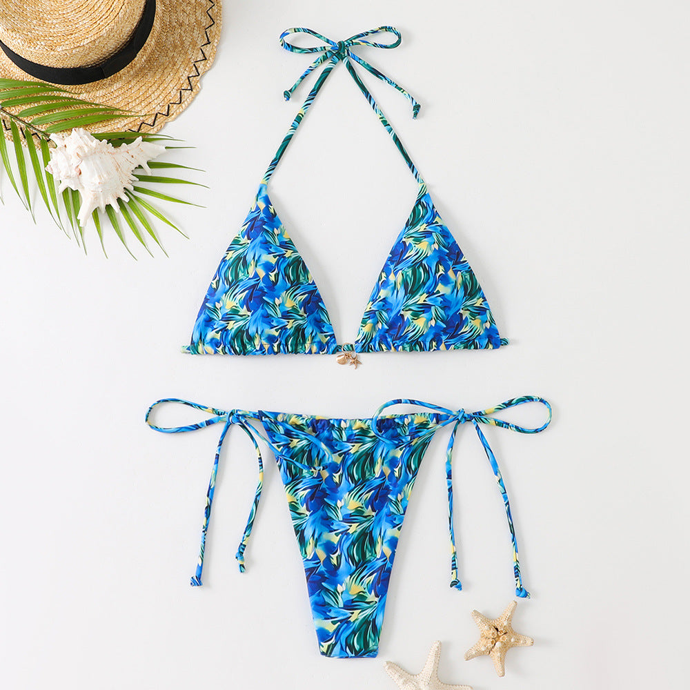 Just Arrived at Buy Center: Two-piece Vacation Women's Printed Tie Bikini Suit