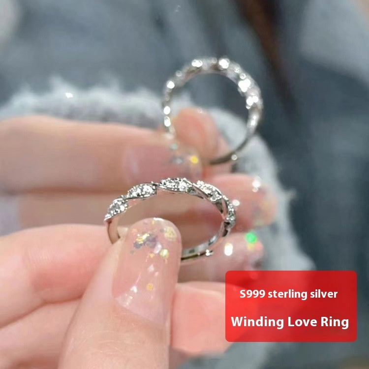 Buy Center Hot Pick-S999 Sterling Silver Winding Love Ring