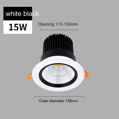 Just Arrived at Buy Center: Led Anti-glare Spotlight Embedded Variable Light With Three Colors Ceiling Lamp Black 15W Hole 115 To30mm