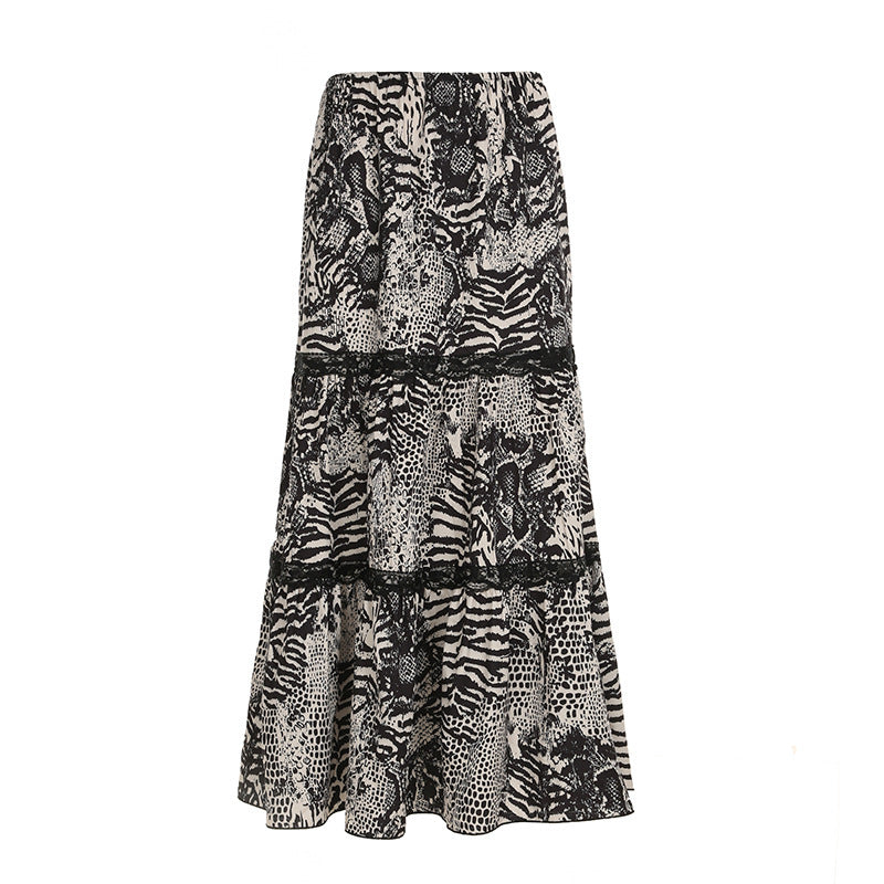 Leopard Print Long Skirt European And American New Lace Skirt Buy Center