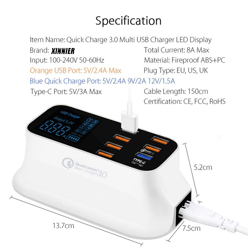 Quick Charge 3.0 Ordinary Smart USB Charger Station Buy Center