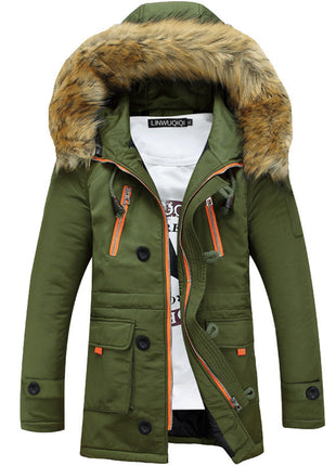 Autumn and winter thick padded jacket men's slim hooded padded jacket