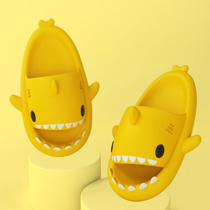 Adult's Slippers Indoor Outdoor Funny Shark Cartoon Yellow