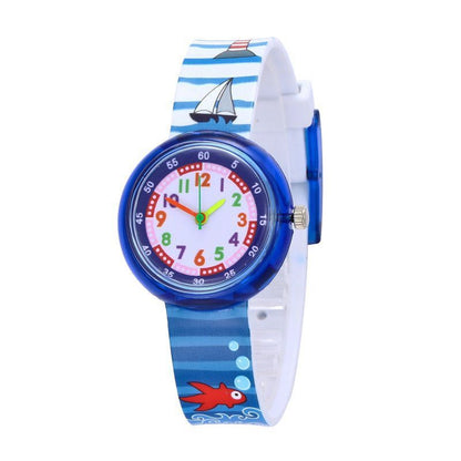 Reloj de silicona transparente con dibujos animados para niños