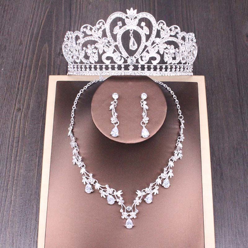 Ensemble de collier couronne en strass pour mariée, accessoires de mariage