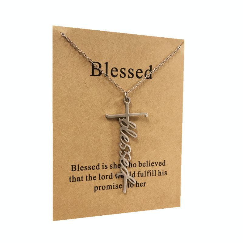 Stainless Steel Titanium Steel Faith Power Letter Cross Pendant Buy Center