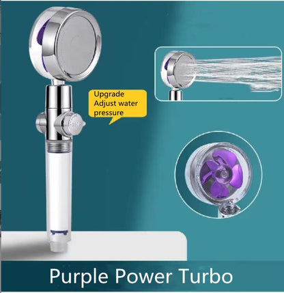 Shower Head Water Saving Flow 360 Degrees Rotating With Small Fan ABS Rain High Pressure Spray Nozzle Bathroom Accessories Adjustable purple