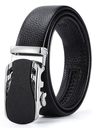 Ceinture d'affaires à boucle automatique en cuir pour homme