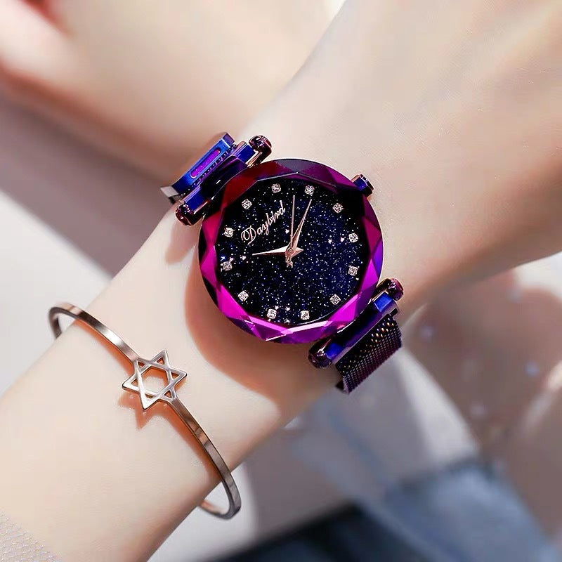 Montre à quartz magnétique étanche tendance Starry Sky Lady