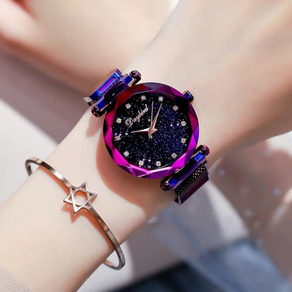 Montre à quartz magnétique étanche tendance Starry Sky Lady