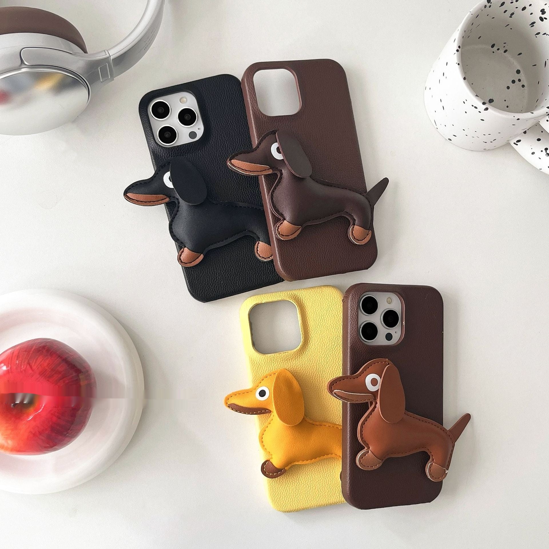 Creative Three-dimensional Leather Sausage Dog Phone Case Buy Center