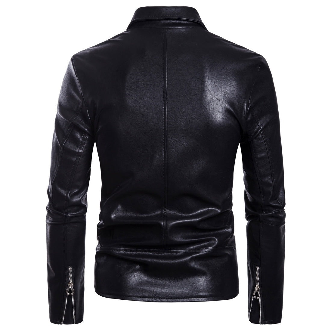 Manteau de moto en cuir multi-zip pour homme