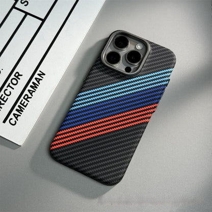 Hot New Items at Buy Center: Magnetic Carbon Fiber Pattern Drop-resistant Mobile Phone Protective Case BMW Tricolor