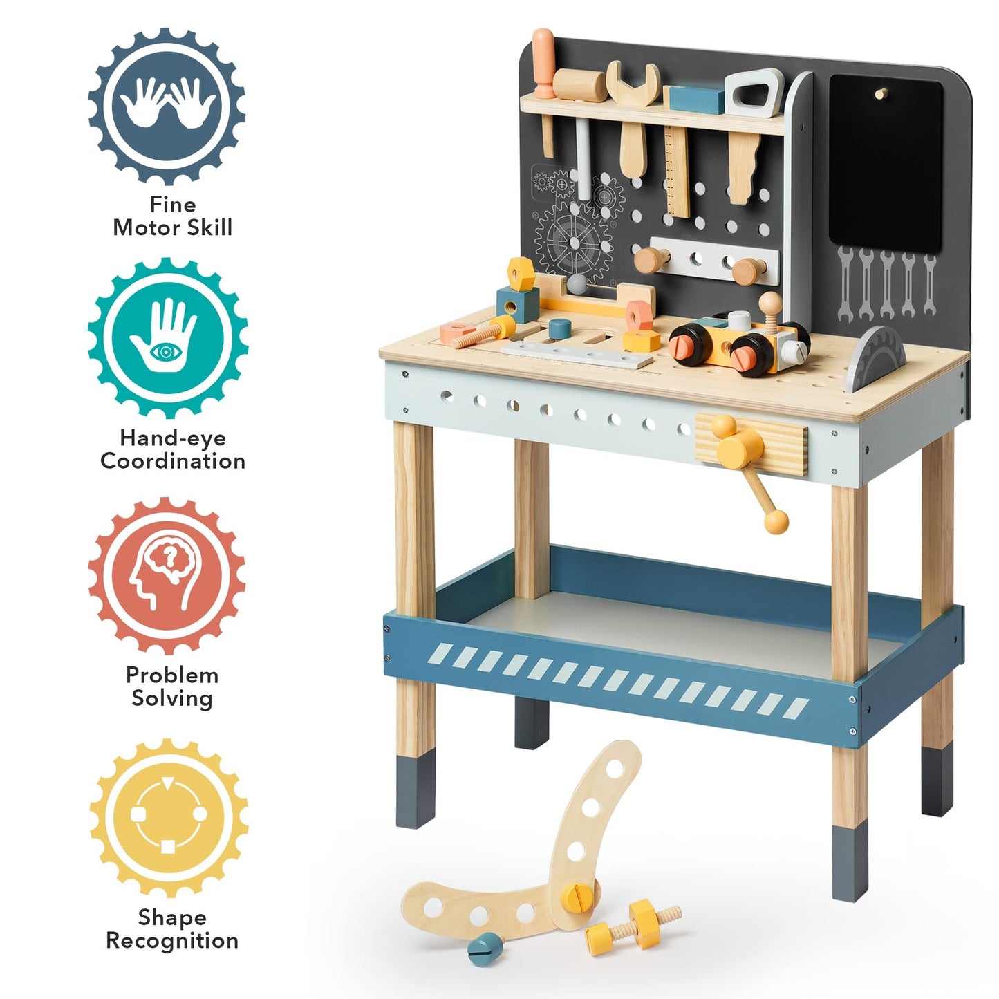 Hot New Items at Buy Center: ROBOTIME Wooden Tool Bench For Kids Toy Play Workbench Workshop With Tools Set