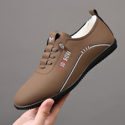 Zapatos casuales de negocios para hombre, sin cordones, ligeros, con forro polar