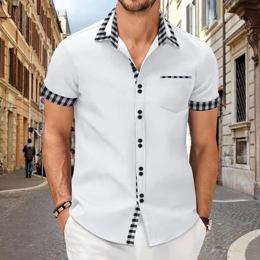 Men's Shirt Casual Pocket Stitching Contrast Color Top | Men's Clothing-Outerwear & Jackets-Men's | Buy Center