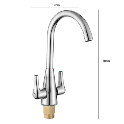 New Modern Kitchen Sink Mixer Taps Swivel Spout Twin Lever Tap Mono Faucet Chrome