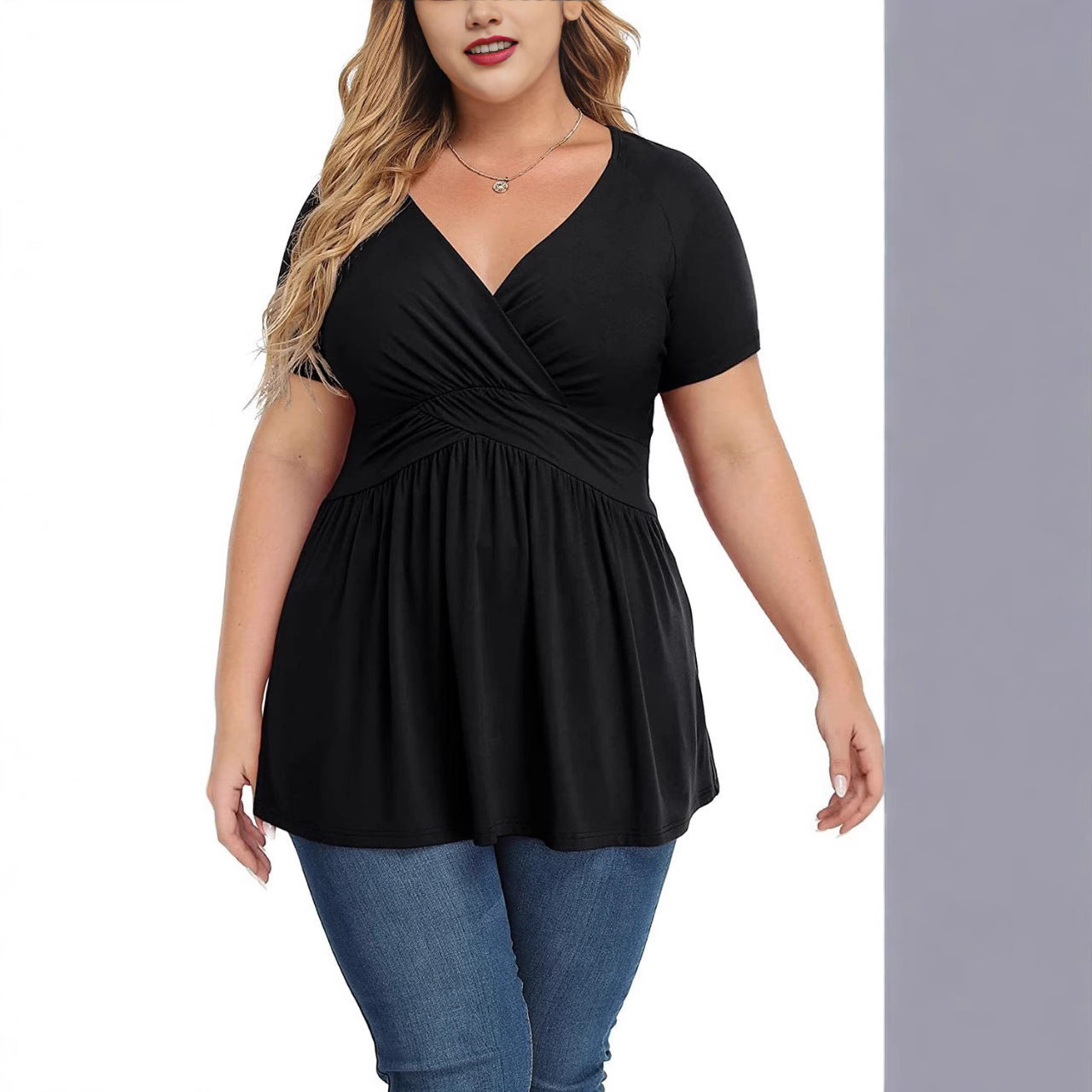 Women's Plus Size T-shirt V-neck Top