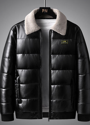 Lapel Collar Trendy Men's Winter Jacket Thickened