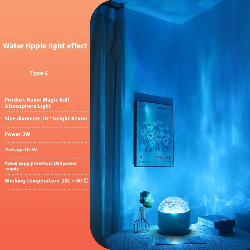 New Rotating Polar Light Water Ripple Ambience Light Usb Water Ripple Remote Control