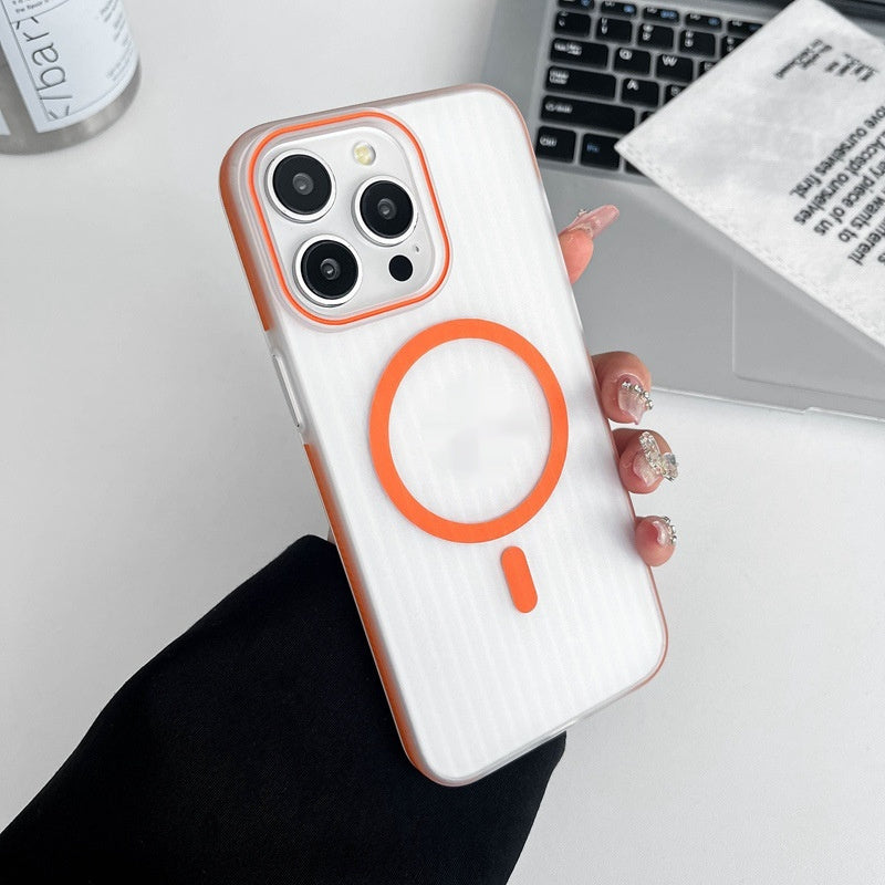 Hot New Arrivals at Buy Center: Corrugated Matte Cover Phone Case Transparent White Orange Edge