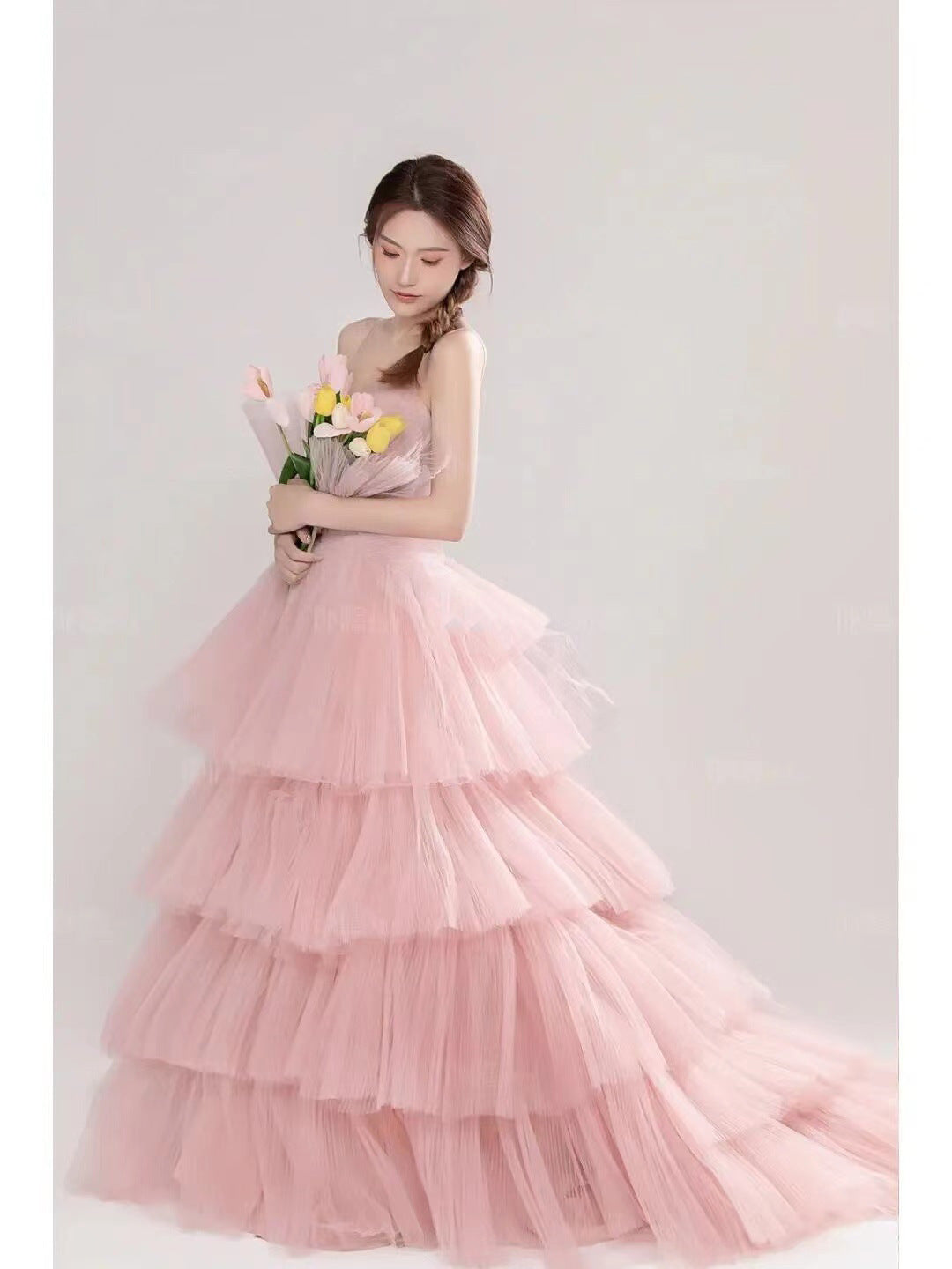 Elegant Girl's Wedding Photography Dress Pink White Buy Center