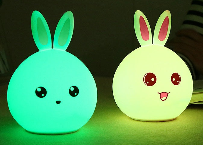 Cute Night Light Animal Rabbit Night lamps Touch Sensor Silicone LED Colorful Lights Buy Center