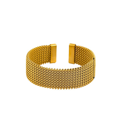 Buy Center Premium Choice-Ring Soft Titanium Steel Open-end Bracelet Gold Plated