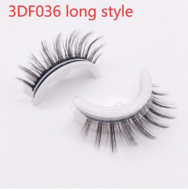 Buy Center Premium-Reusable 3D Mink Lashes Natural False Eyelashes Self Adhesive Fake Glue Free Makeup Eyelash Extension Silk 3DF036 long style PVC round box 1PC