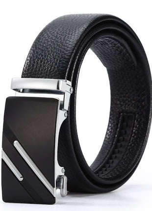 Ceinture d'affaires à boucle automatique en cuir pour homme