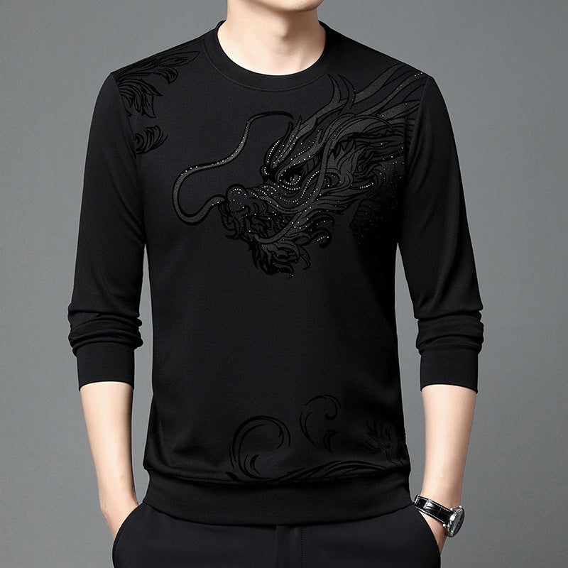 Round Neck Flocking Casual T-shirt Men G18 Black