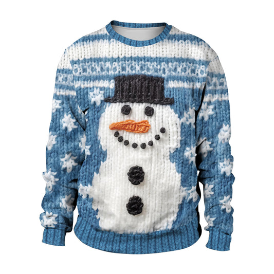 Round Neck Sweater Snowflake Character Print | Men's Clothing4 | Buy Center